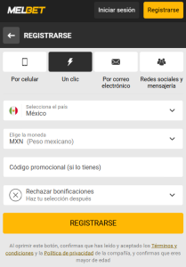 Registro en Melbet2