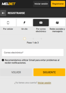 Registro en Melbet3