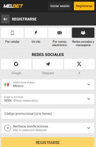 Registro en Melbet4